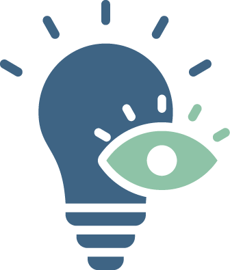 icon representing clarity with lightbulb and an eye