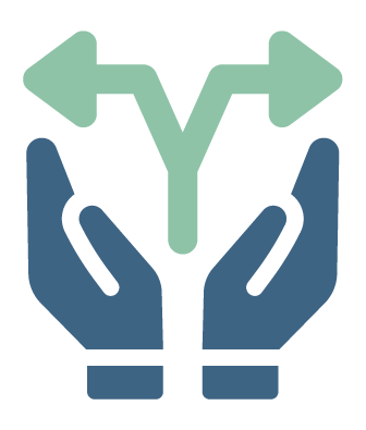 icon representing respect for independent medical decisions with hands and arrows going in opposite directions 